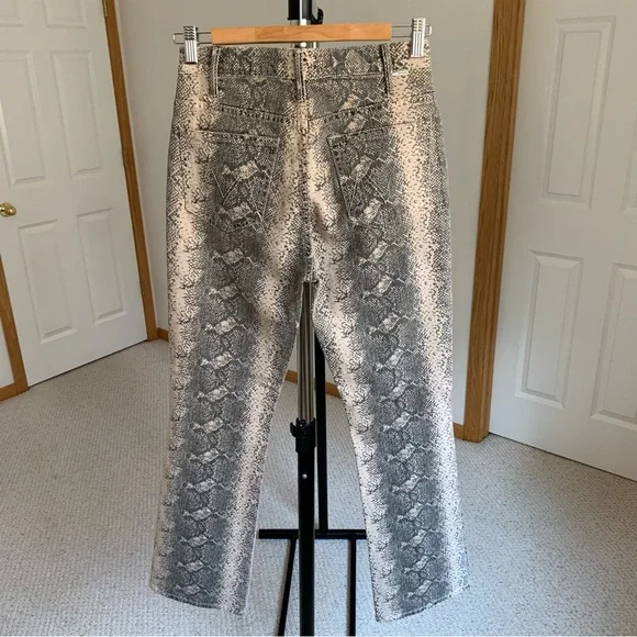 MOTHER The Hustler Flood High Rise Jeans Snake Print Size 27 - Picture 2 of 10